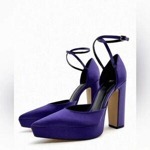 Zara Purple Block Heel Pumps